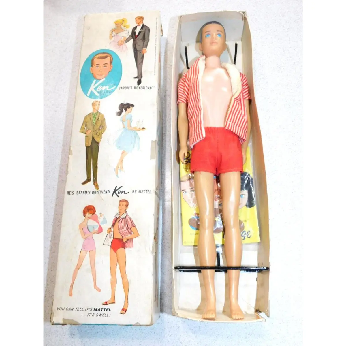 Barbie: Vintage Brunette Shorty Straight Leg Ken Doll W/box