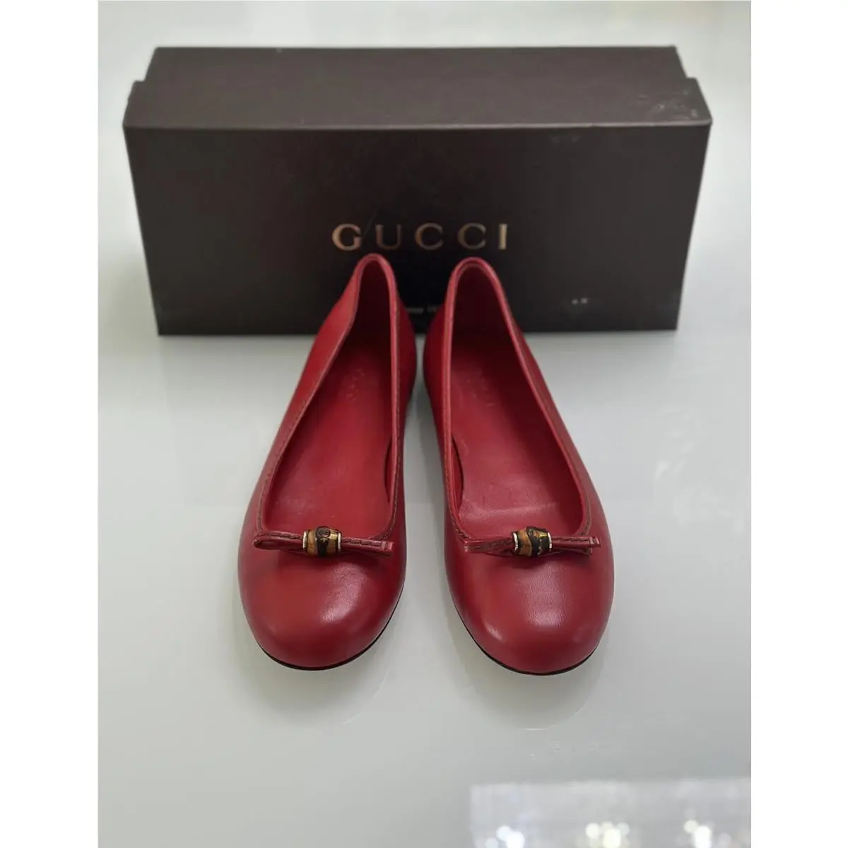 Gucci Ballet Flats Red Leather 38.5