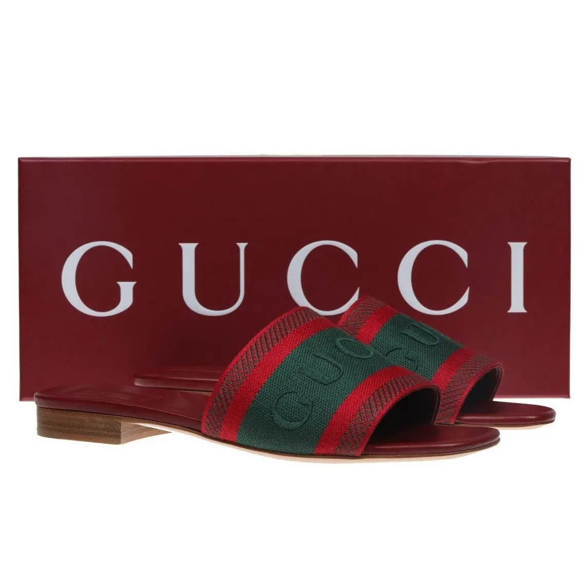 Gucci Ladies Luxury Logo Web Flip Flops Sandals Shoes 37/US 7