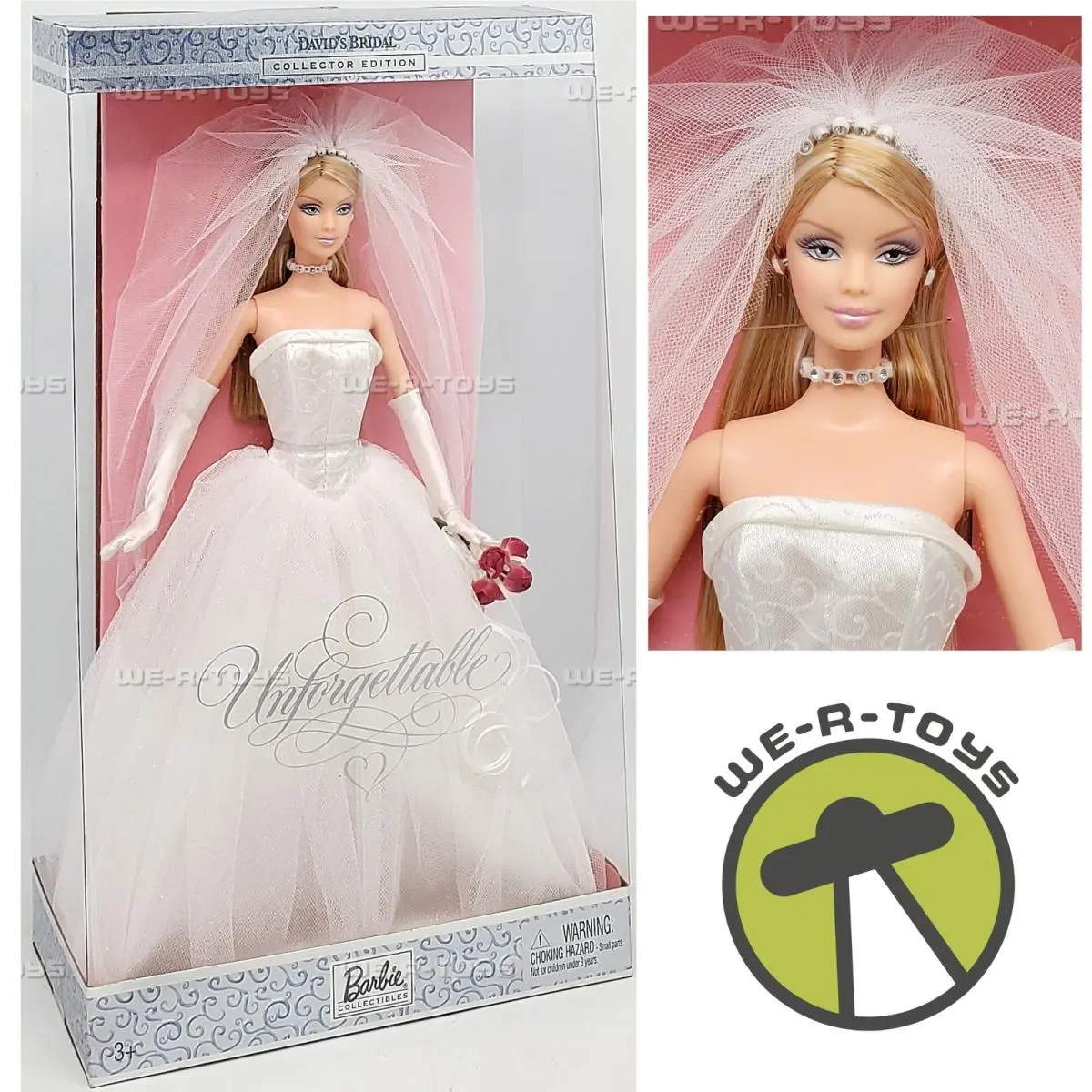 Davids Bridal Unforgettable Barbie Doll Blonde In Wedding Gown Mattel 2004 G2889