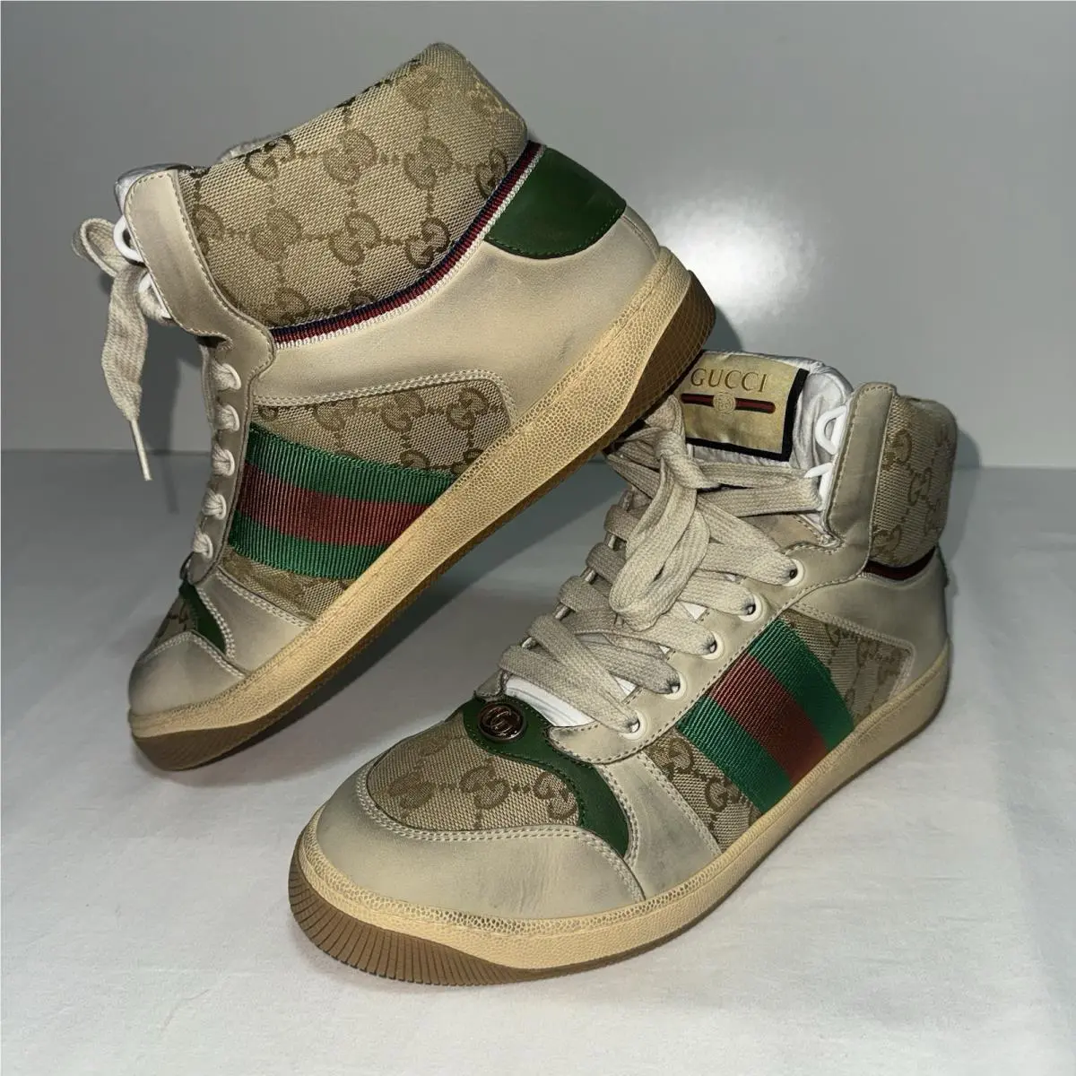 Gucci Screener High Top Sneakers GG Men`s 7.5 US 8.5 Box Monogram