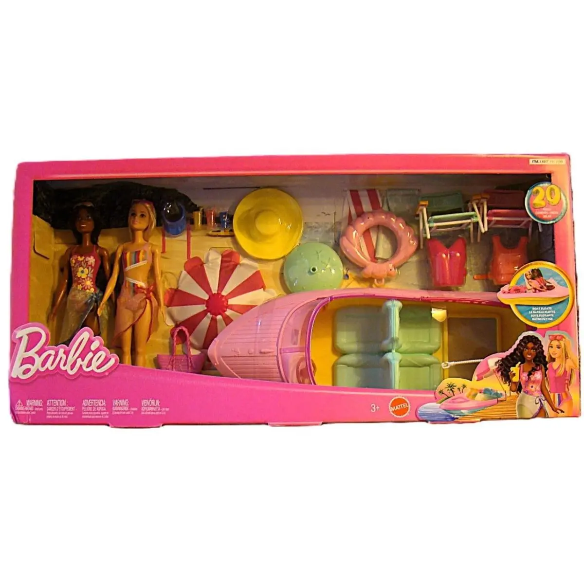Mattel Barbie Lake Adventure 20 Piece Playset 2 Dolls Boat Floats 1851598