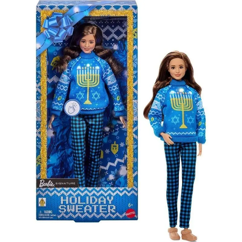 Barbie Holiday Sweater Doll Collectible Ugly Blue Sweater Doll