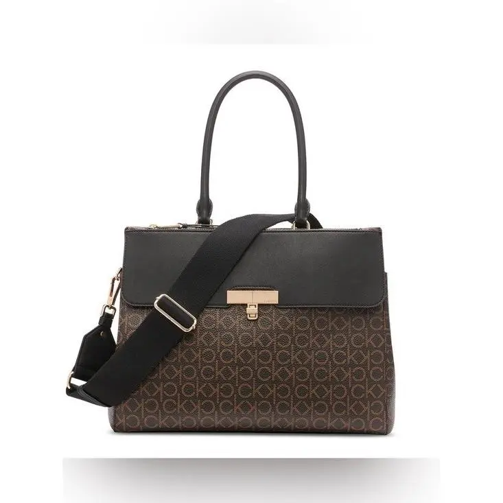 Calvin Klein Becky Signature Triple Compartment Turnlock Convertible Tote
