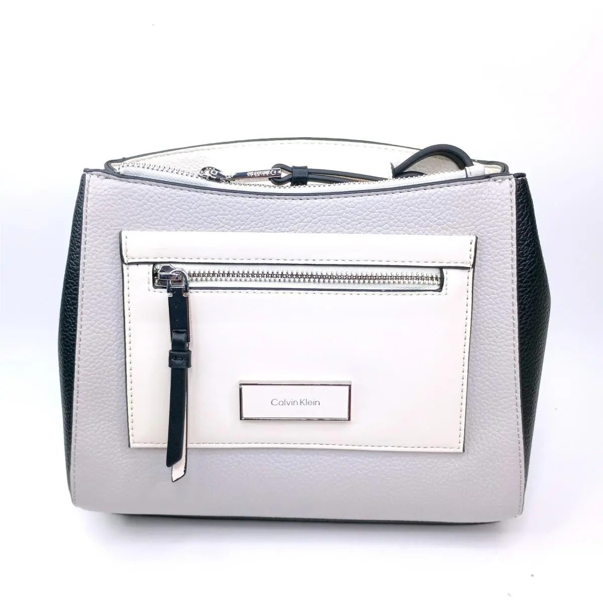 Calvin Klein Hadley Triple Compartment Crossbody Bag Grey White Black Silver