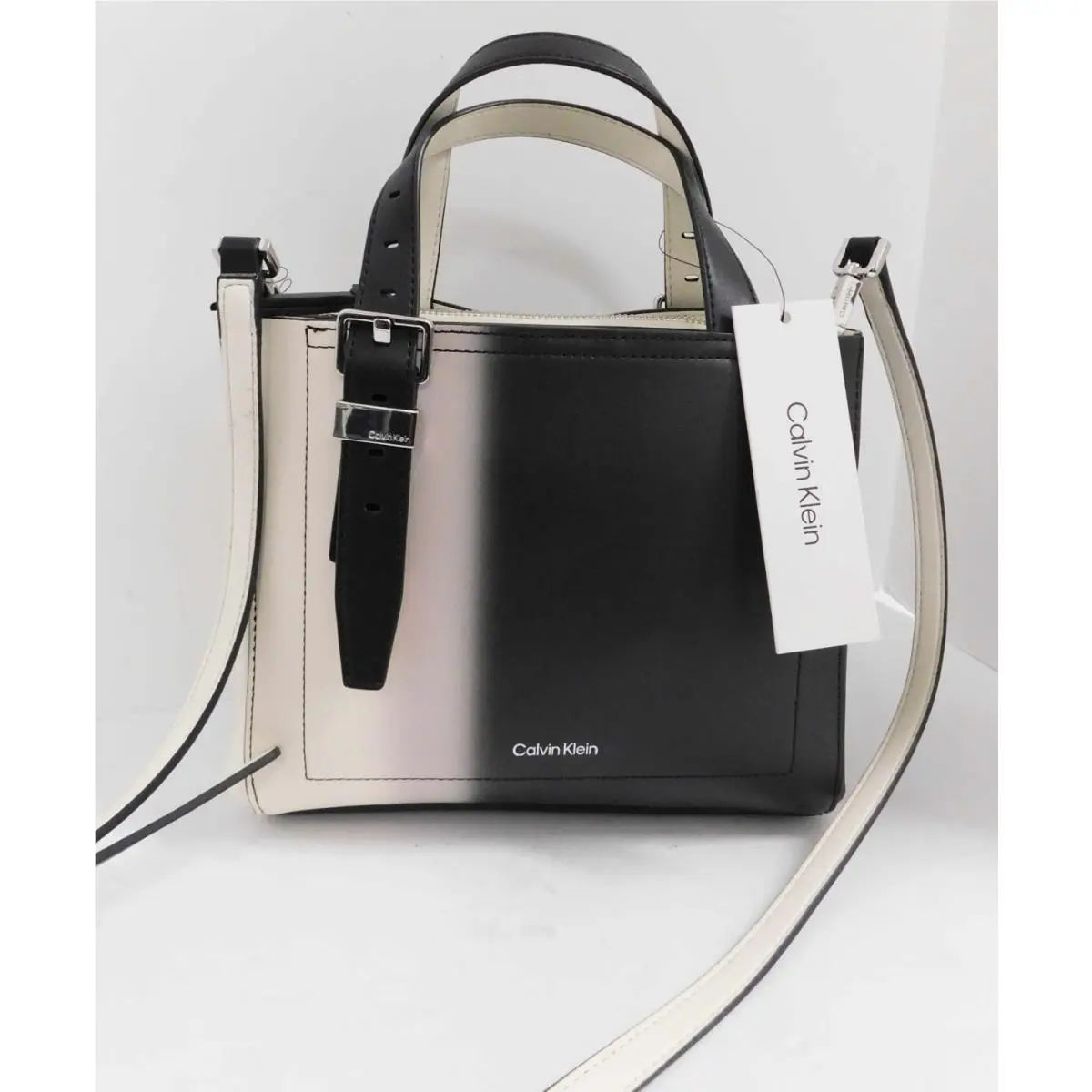 Calvin Klein Lowen Triple Compartment Crossbody Black Multi One Size $148rt