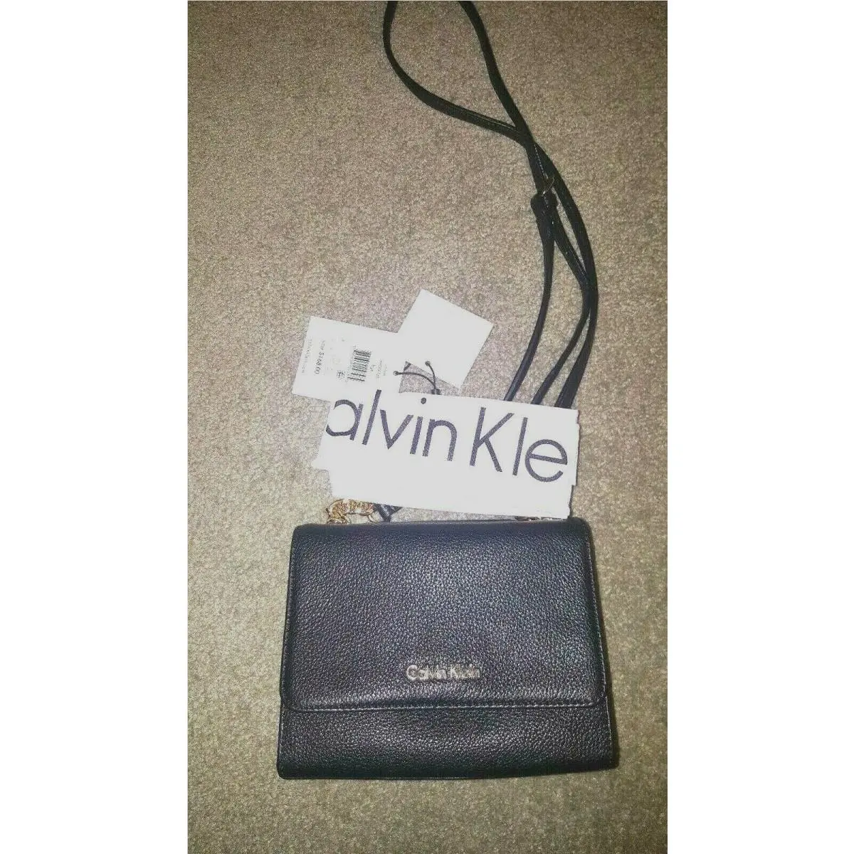 Calvin Klein L-hrlw H6DEA5JK Black Pebble Leather Flap SM Messenger