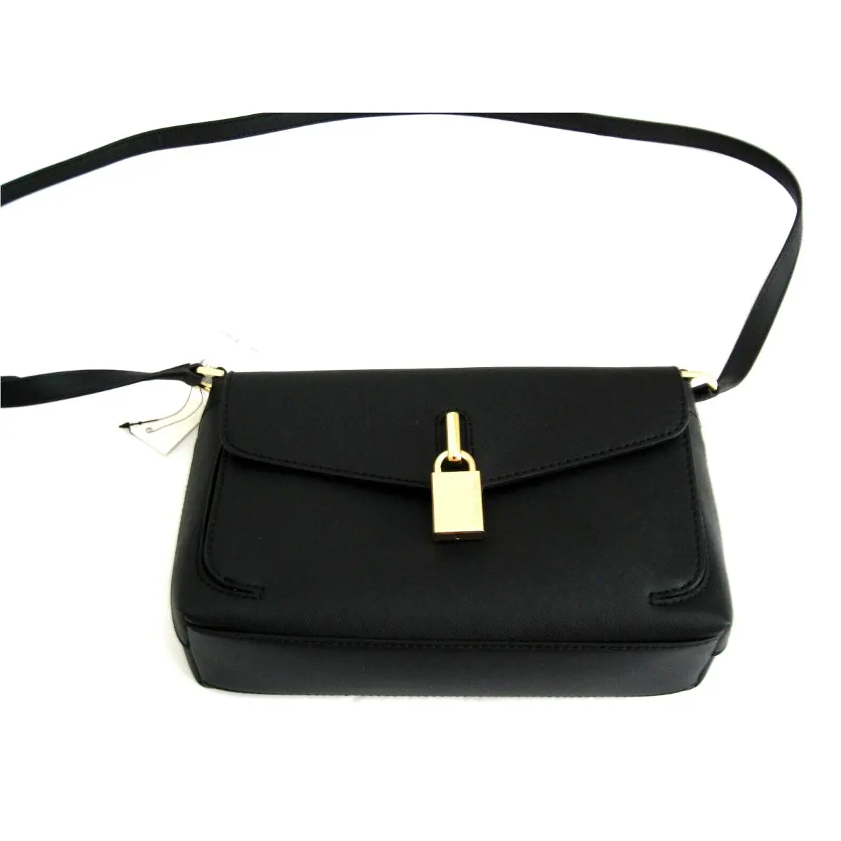 Calvin Klein Pocket Top Zip Leather Shoulder Crossbody Black