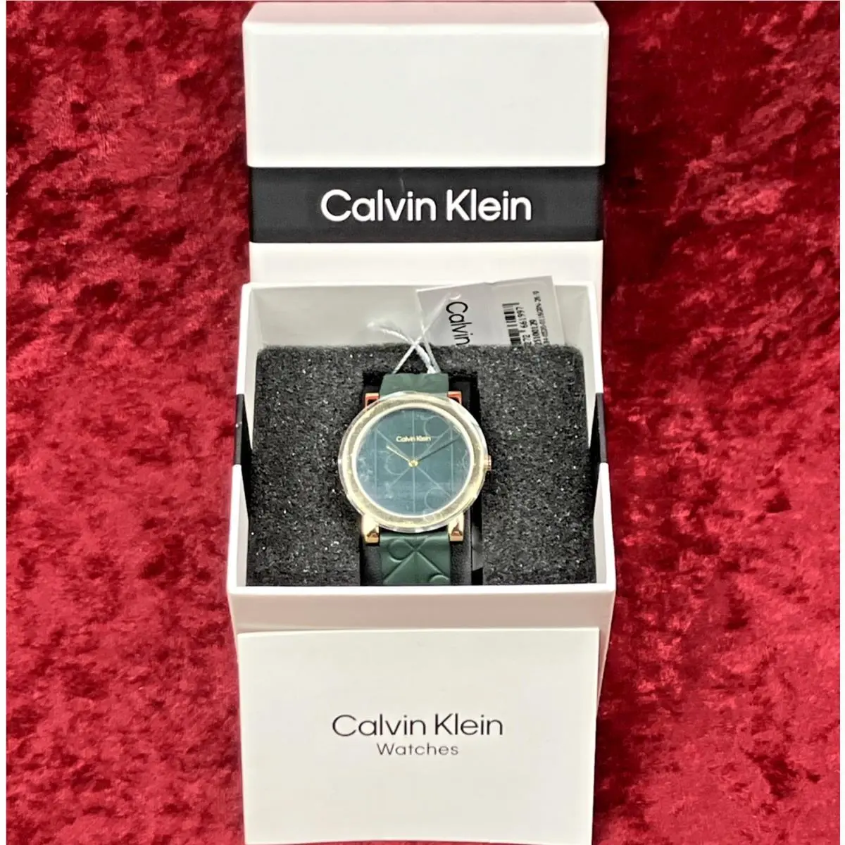 Calvin Klein Women’s Monogram Quartz Green Leather Strap Watch 34mm RP