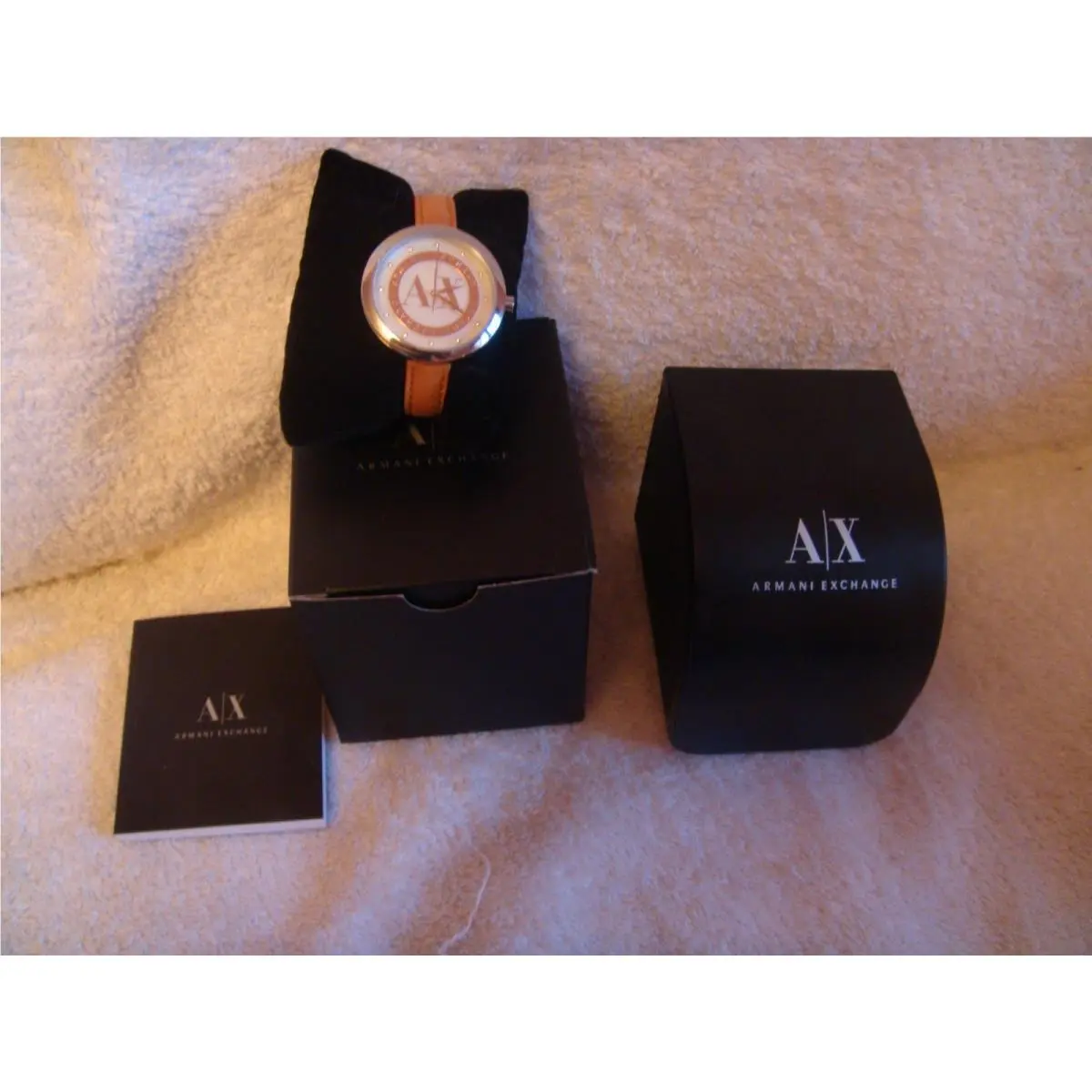 Armani Exchange Watch Julietta Women AX4226 White/ Gold Duel Leather Belt