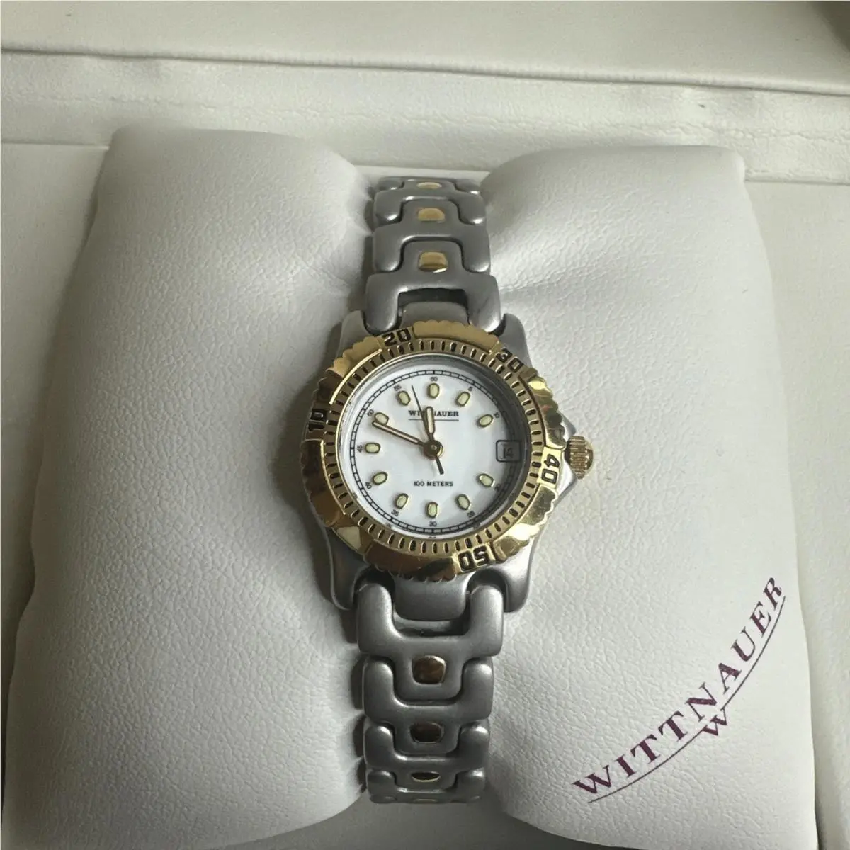 Wittnauer Ladies Swiss Quartz Two-tone Bracelet 100M Date Dive Style Box Papers