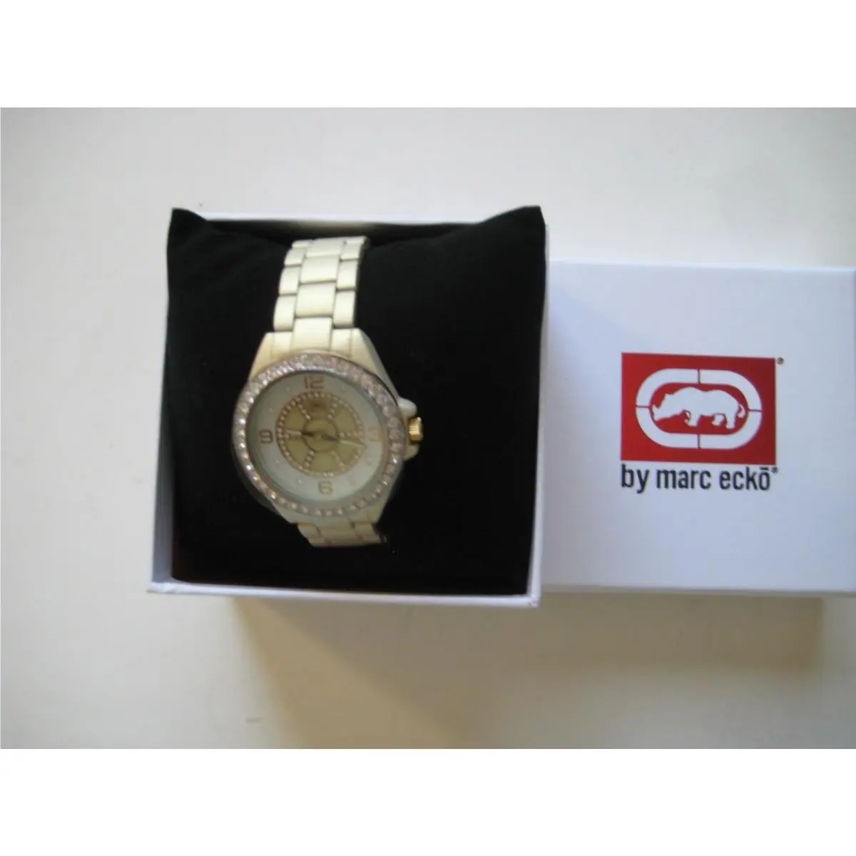 Rhino Marc Ecko E8M120MV Pinwheel Silvertone Crystal Pearlize Women`s Watch