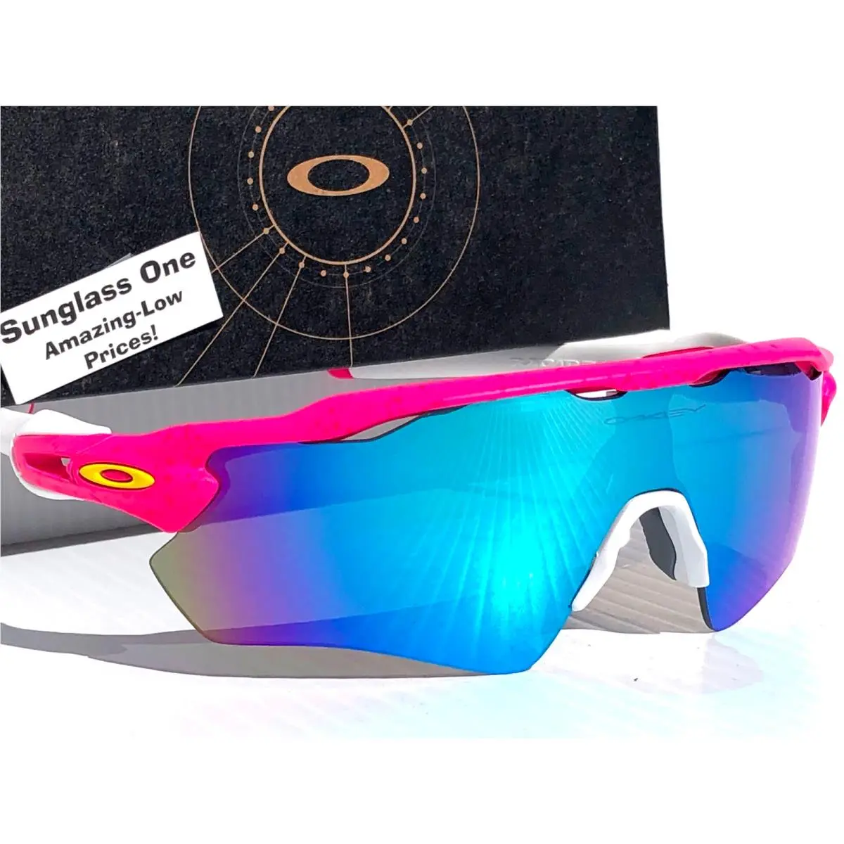 Oakley Radar EV Path Neon Pink Spatter Prizm Sapphire Lens Sunglass 9208-G4