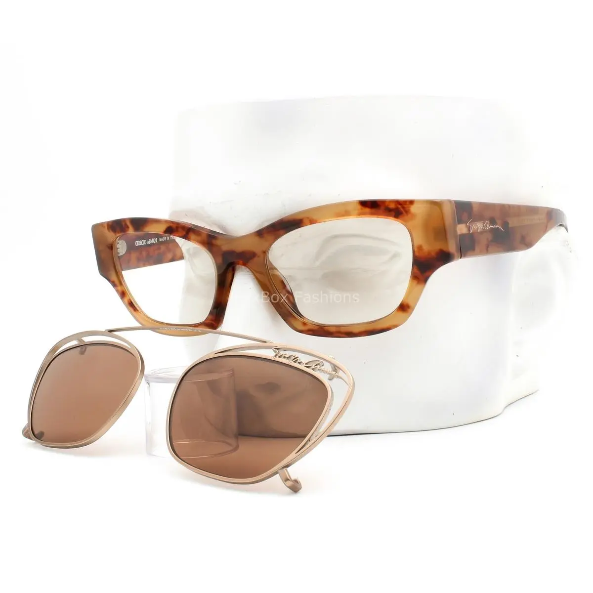 Giorgio Armani Eyeglasses Clip-on Sunglass Lens AR 8185U Orange Havana W/case