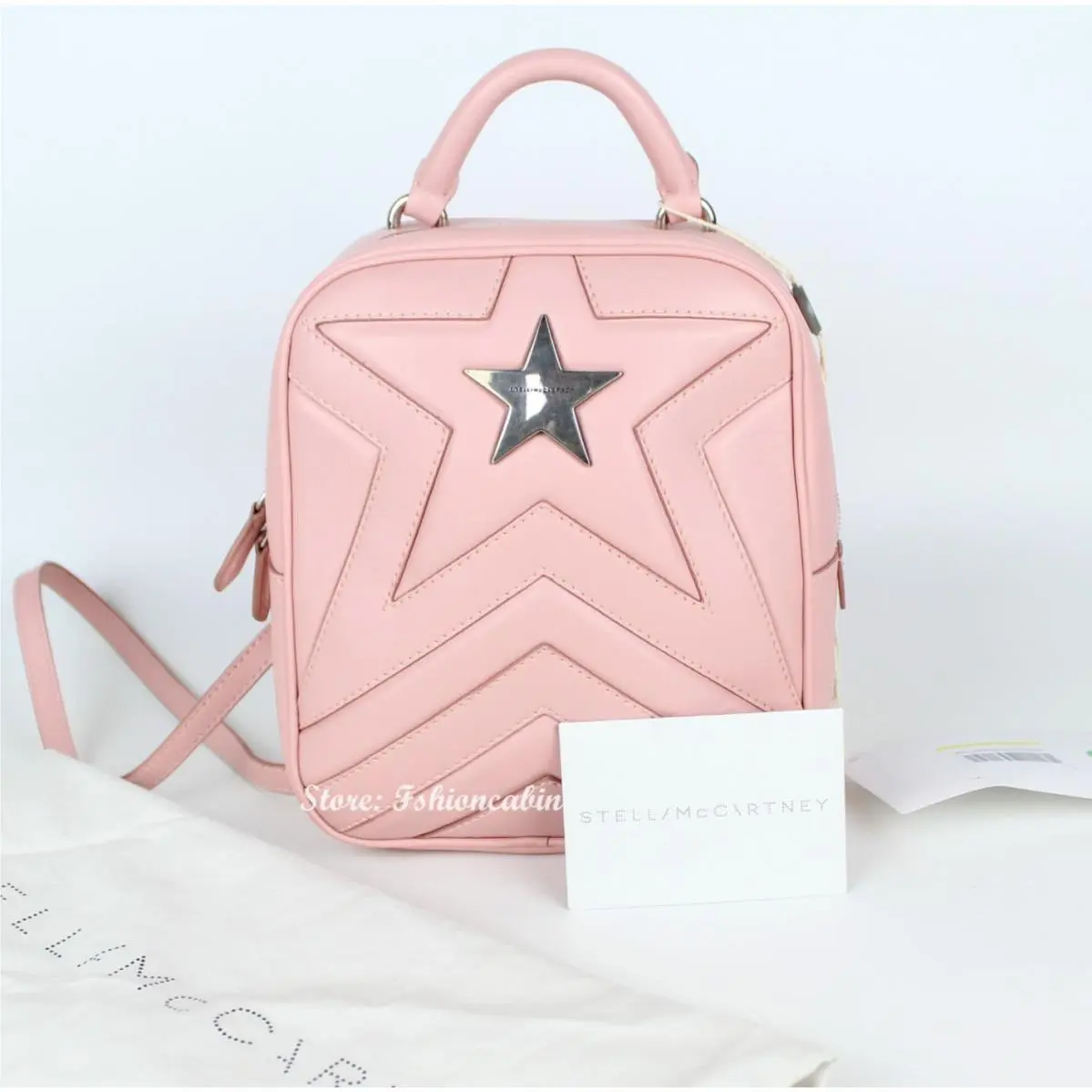 Stella Mccartney Pink Star Quilted Small Backpack Alter Nappa Bag Dust Bag