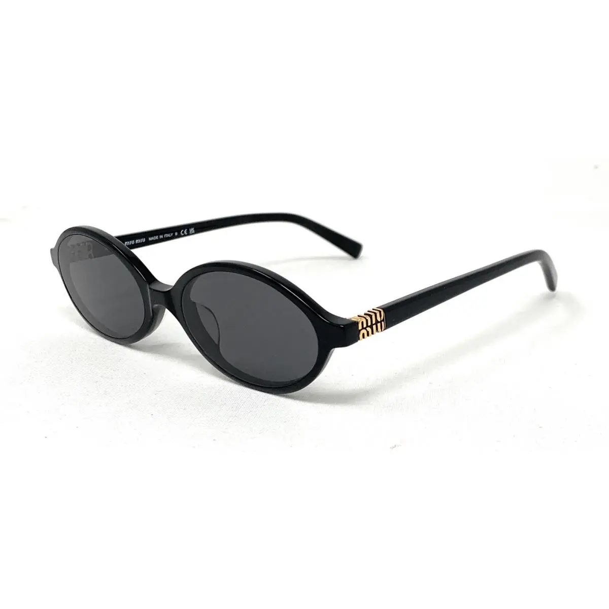Miu Miu MU 04ZS 1AB5S0 Women`s Black Oval Sunglasses Dark Gray 50-18-140