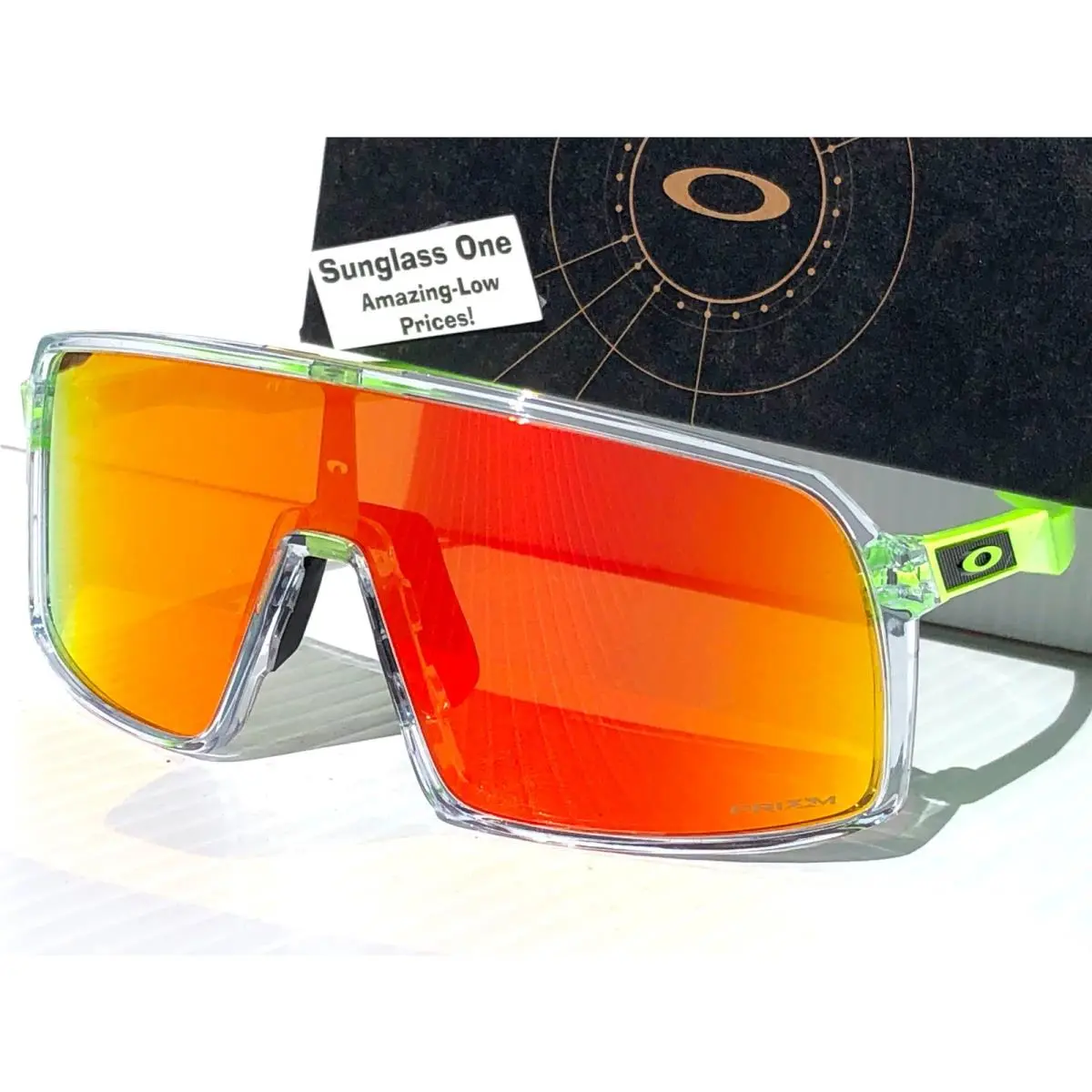 Oakley Sutro Shiny Clear Lime Prizm Ruby Lens Sunglass 9406-D2