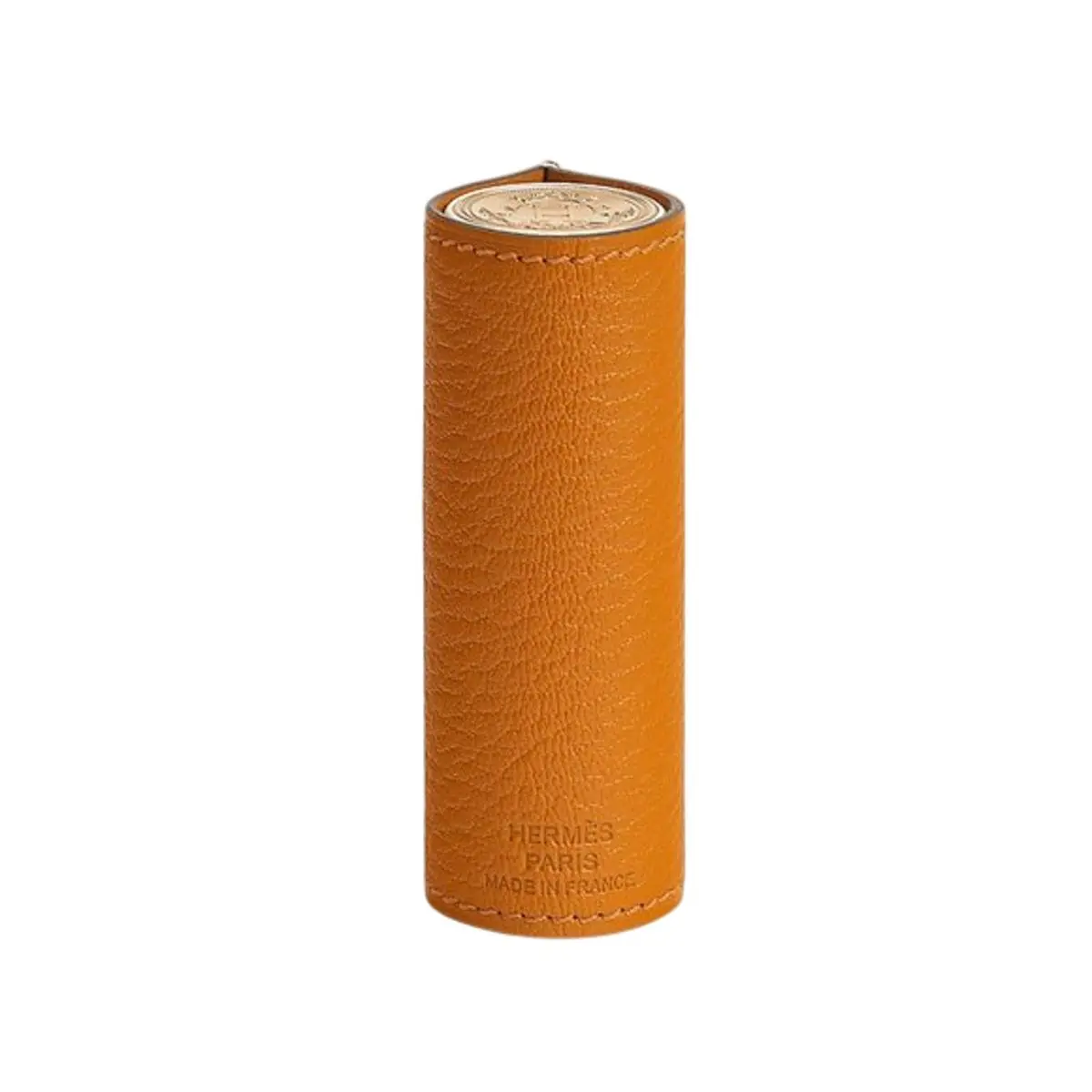 Hermes Leather Lipstick Case Feu Orange