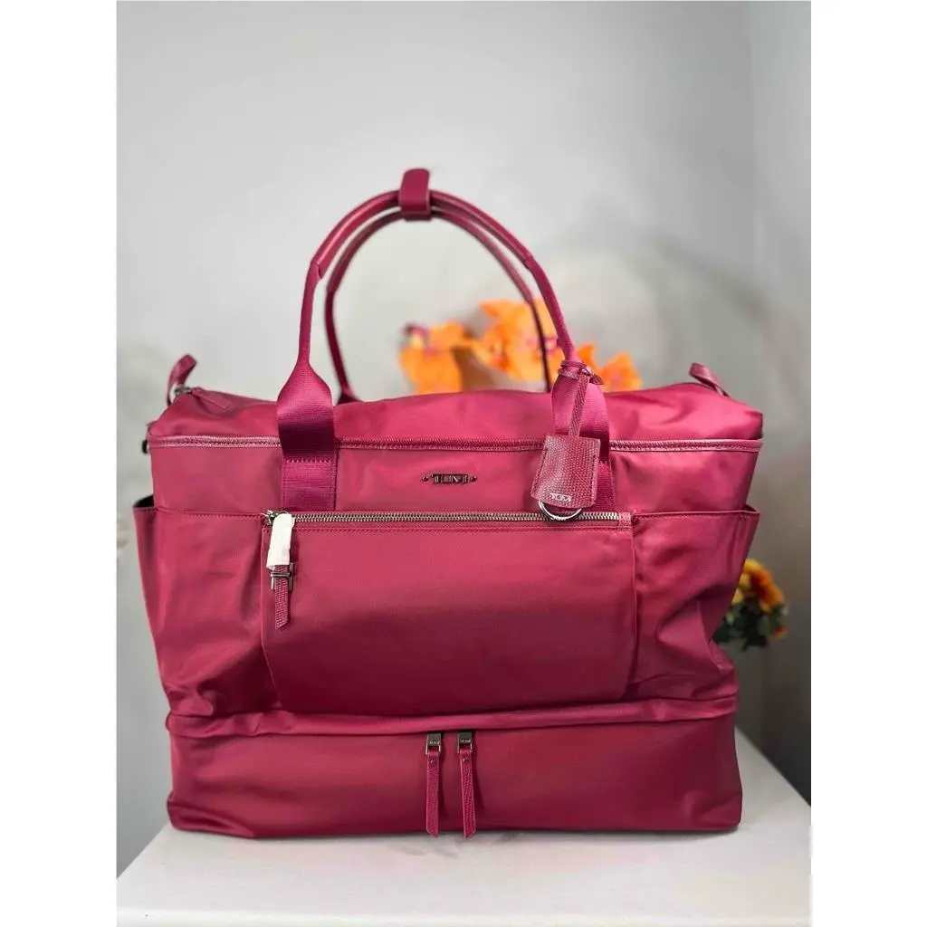 Tumi Voyager Carlyn Weekender Tote Duffel Bag in Dark Sherry Red
