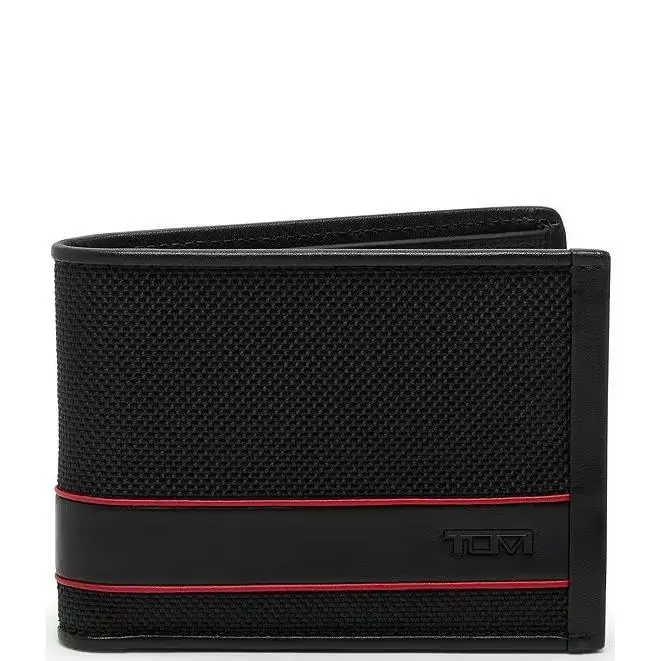 Tumi Alpha Slg Global Double Billfold Rfid Wallet Black/red 01192233DRED2-NWT