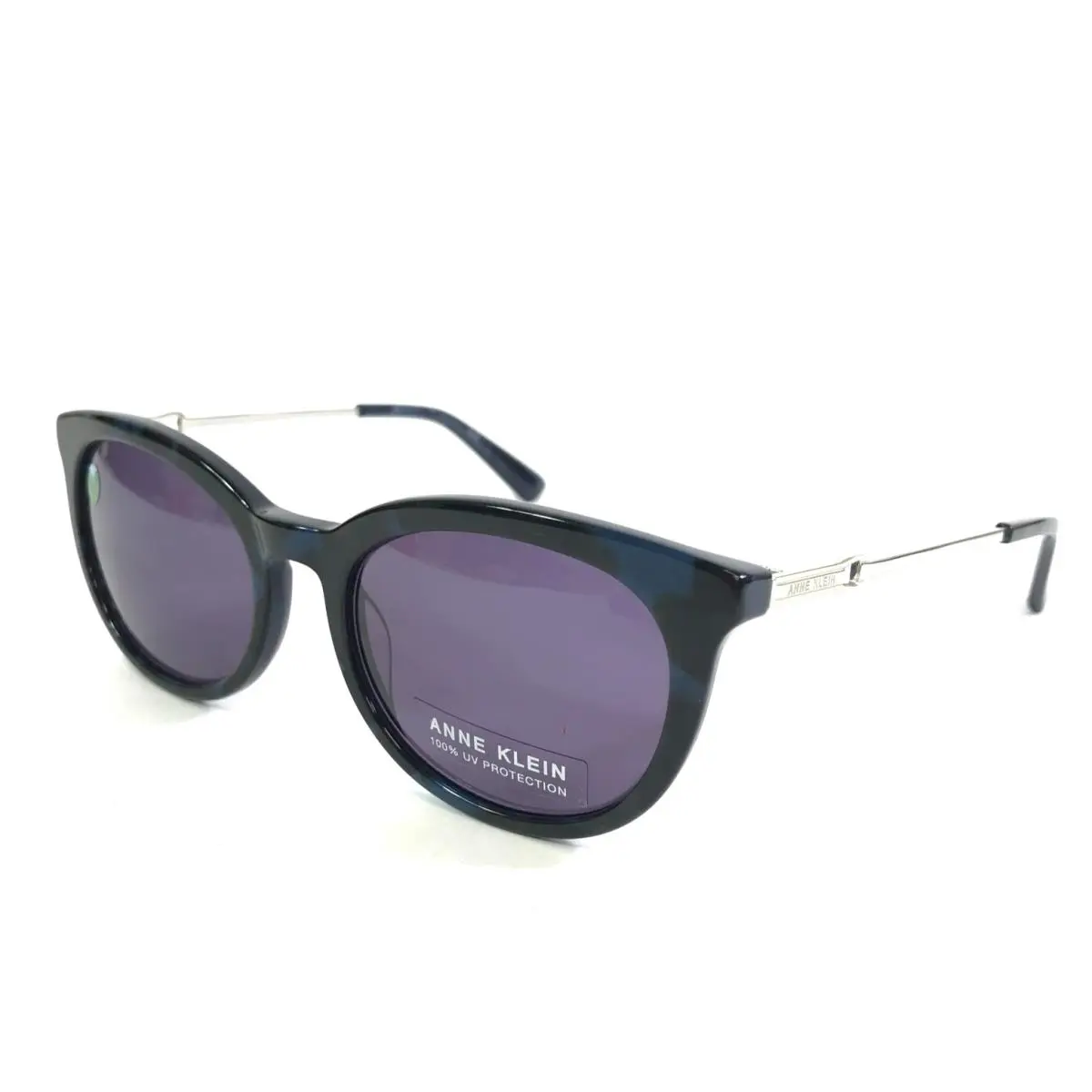 Anne Klein Sunglasses AK7097 410 Blue Tortoise Cat Eye Frames with Purple Lenses