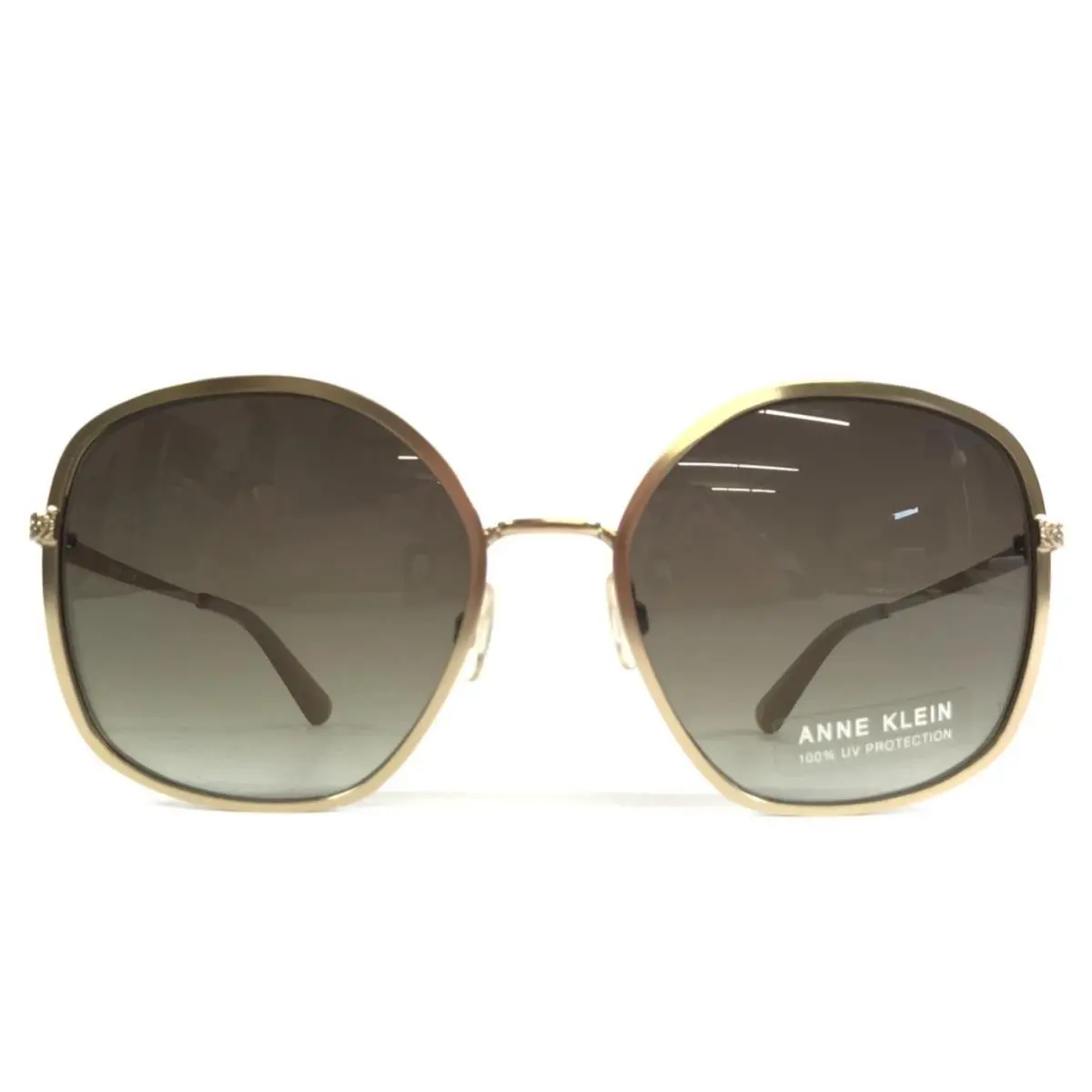 Anne Klein Sunglasses AK7063 717 Gold Oversized Frames w/ Brown Gradient Lenses