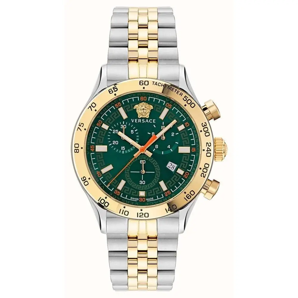 Versace Hellenyium Chrono 44mm Green Dial / Two-tone Stainless Steel VE2U00522