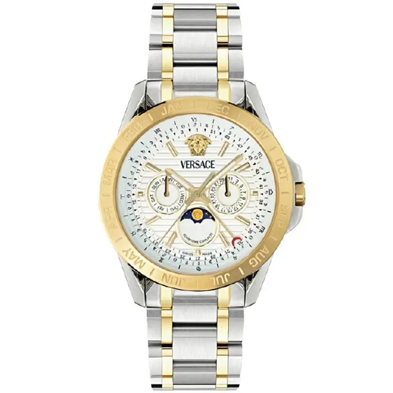 Versace V-galaxy Moonphase White Dial Bracelet Watch-VEOK00225