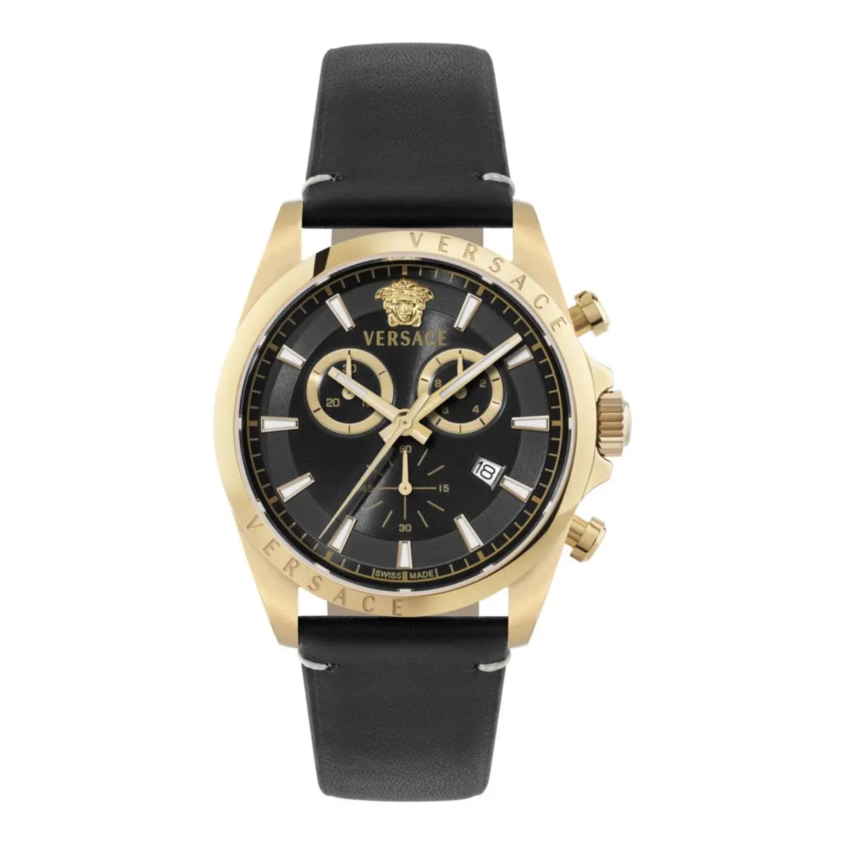 Versace Mens Gold 42mm Strap Fashion Watch