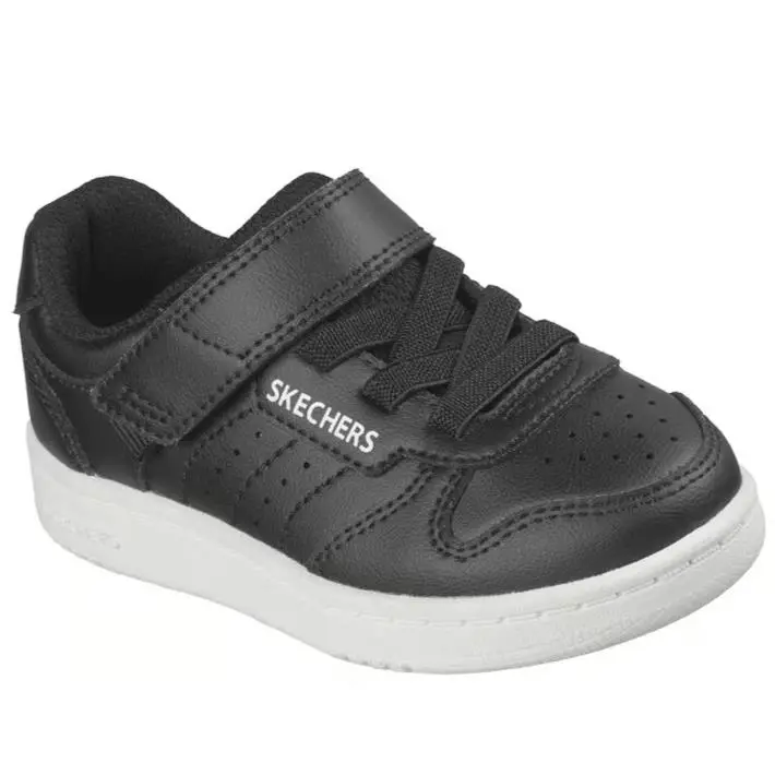 Kids Skechers Quick Street Black Duraleather Shoes