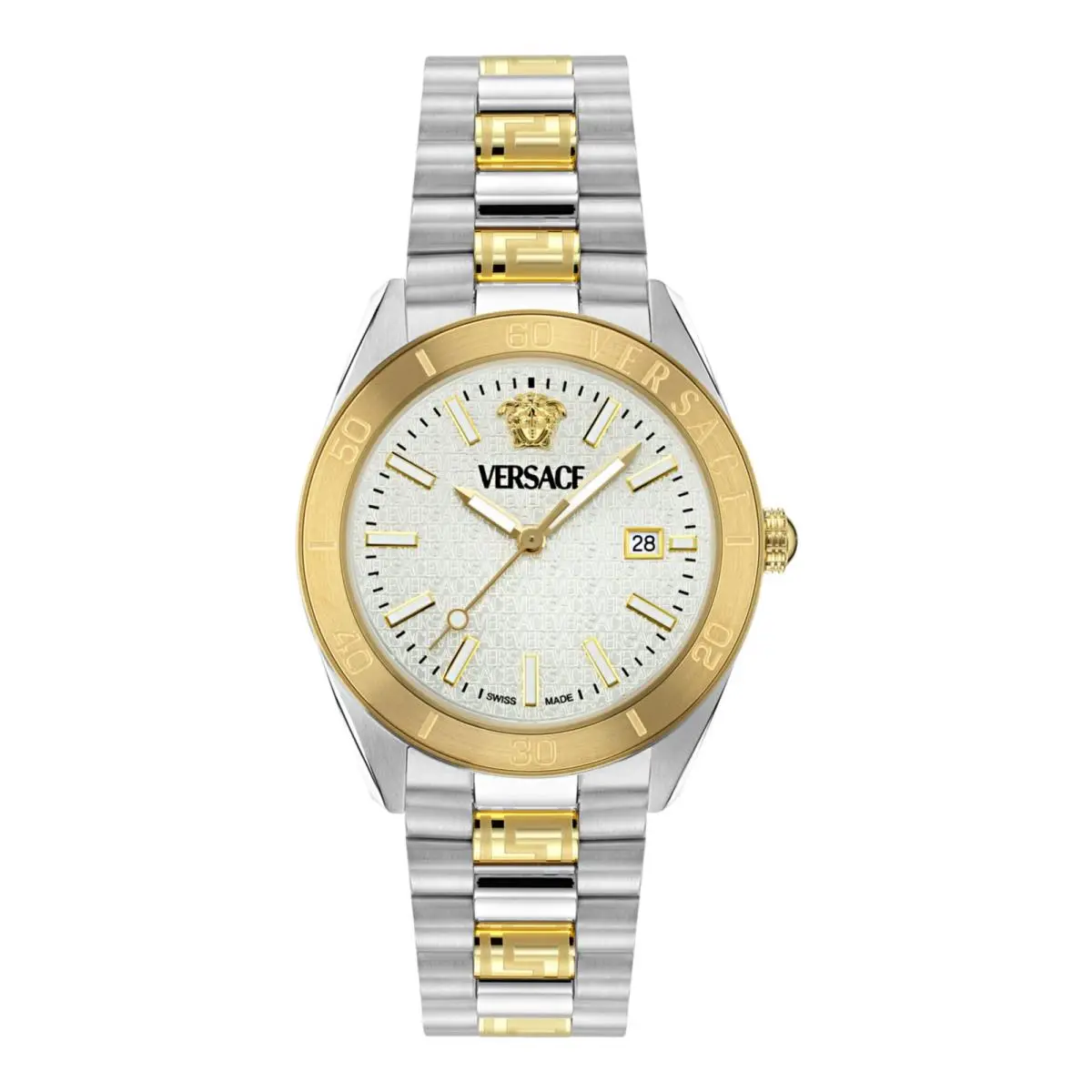 Versace Mens Two Tone 42mm Bracelet Fashion Watch