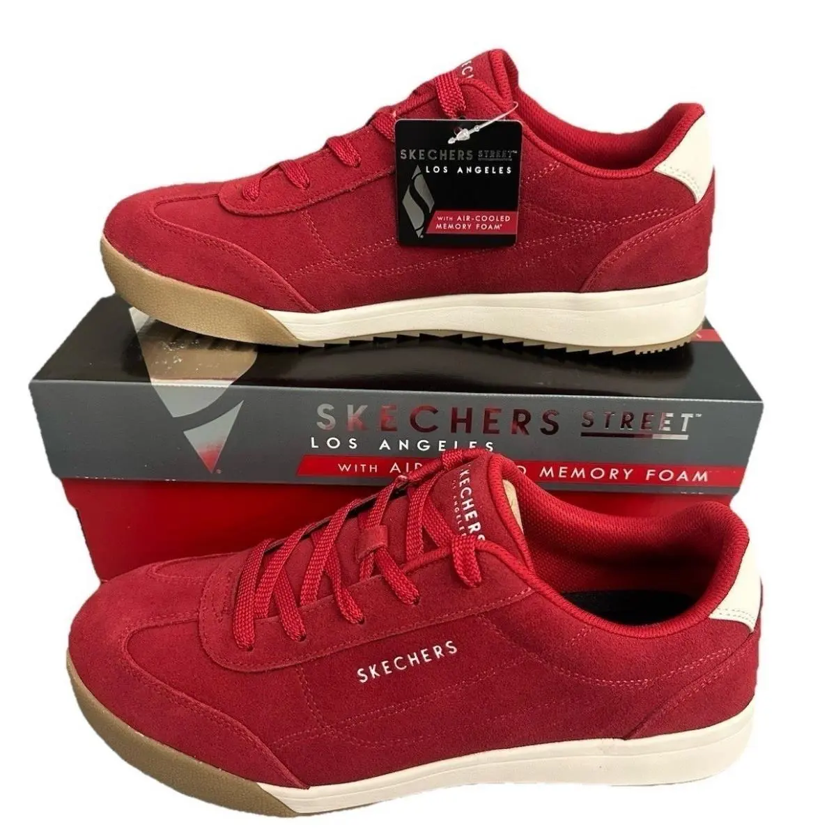Skechers Men`s Zinger 2.0 Manzanilla Suede Sneakers Red Color Size 9.5