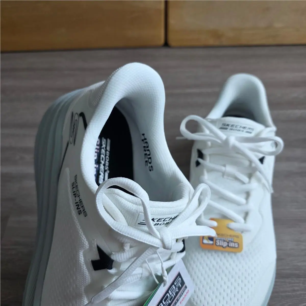 Skechers shoes - Skechers Hands Free Slip-ins Bobs Sport Skillz - White 5
