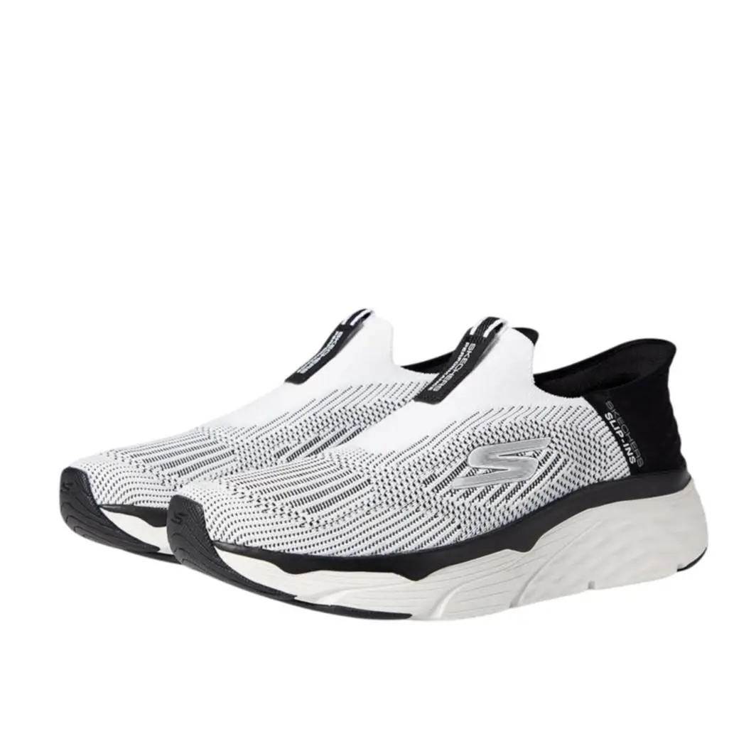 Skechers Men`s Max Cushioning Elite Slip On Sneakers Size 9 Black White Knit