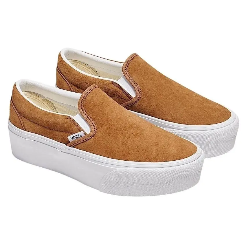 Vans Classic Slip-on Stackform Sneakers Nubuck Chimpmunk Men`s 7.5 / Women`s 9
