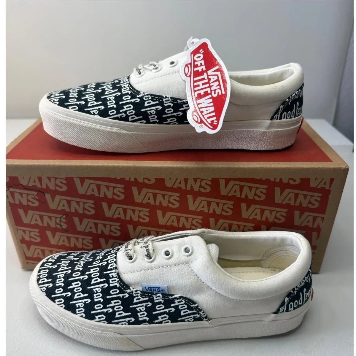 Vans Era Fear of God White Black Sneakers VN0A38FRMVL Womens 6 Mens 4.5
