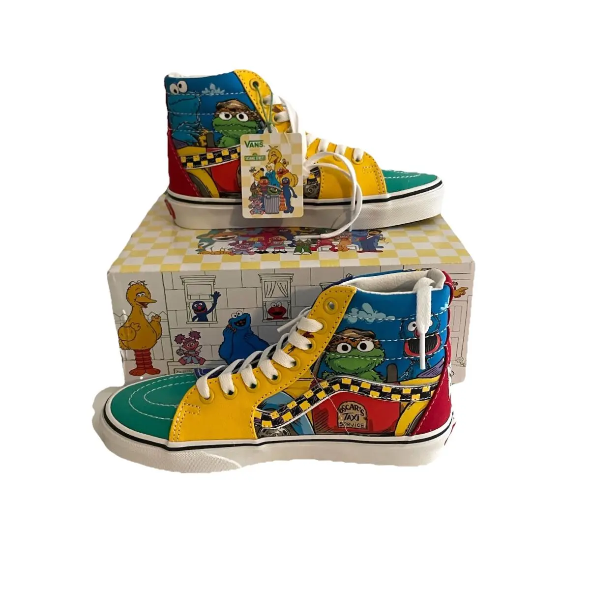 Vans x Sesame Street Sk8-Hi Oscar`s Taxi Service Skate Shoes Womens 5.5 Rare