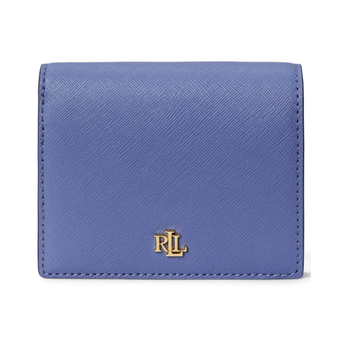 Lauren Ralph Lauren Crosshatch Leather Compact Card Wallet Blue