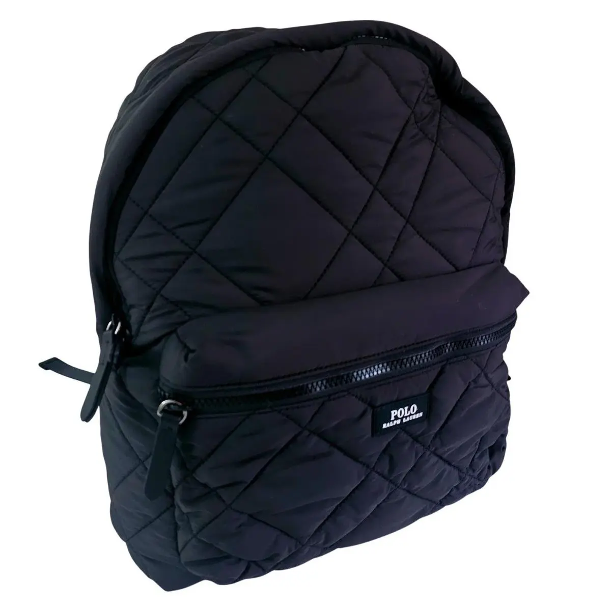 Polo Ralph Lauren Unisex Black Quilted Puffer Backpack Logo Zipper Travel Bagnw