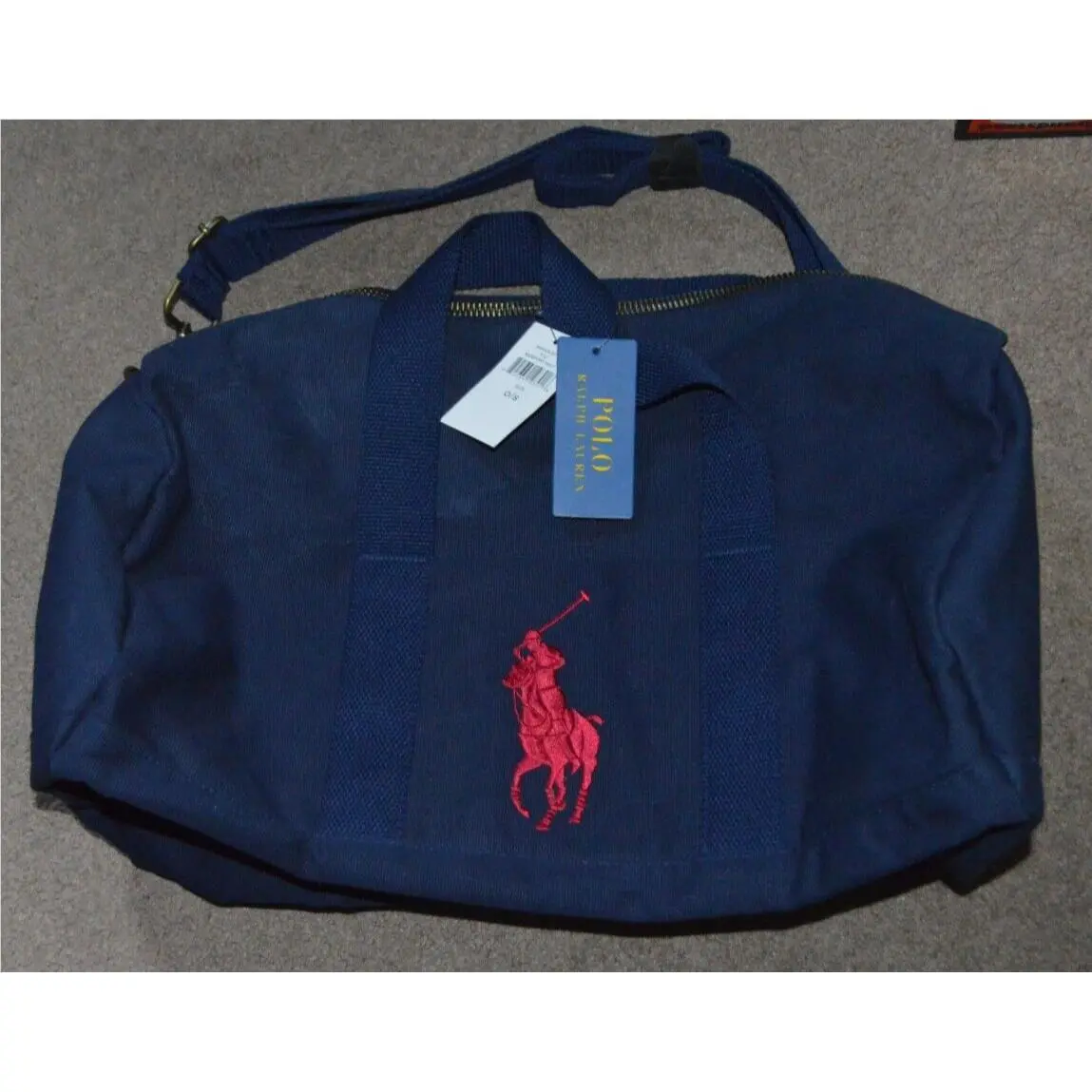 Polo Ralph Lauren Canvas Big Pony Travel Duffle Gym Bag w/ Shoulder Strap