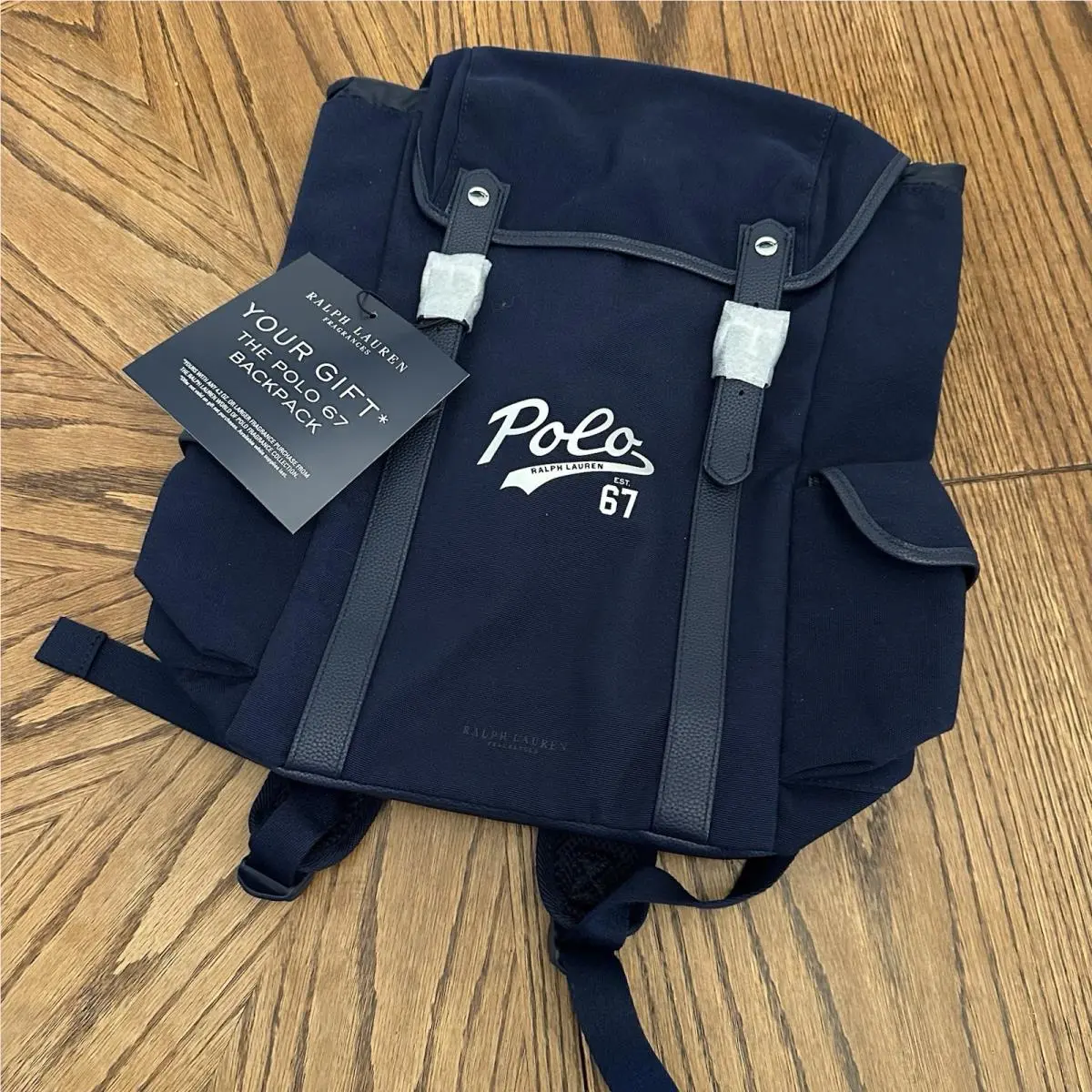 Ralph Lauren Fragrances The Polo 67 Backpack Navy Blue Canvas Travel Gym Gwp