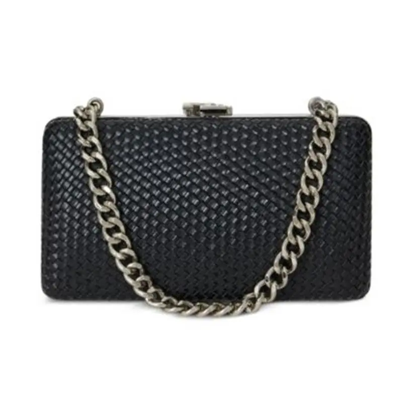 Lauren Ralph Lauren Woven Leather Mini Franki Clutch Black