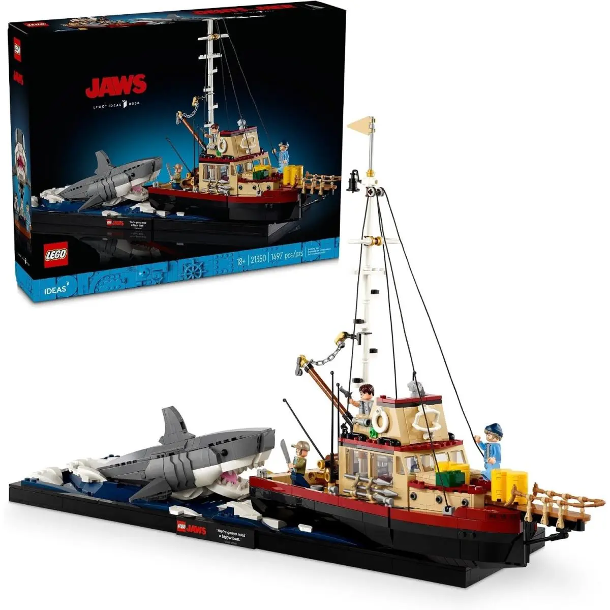 Jaws Diorama Building Set - Includes Orca Boat 3 Iconic Minifigures
