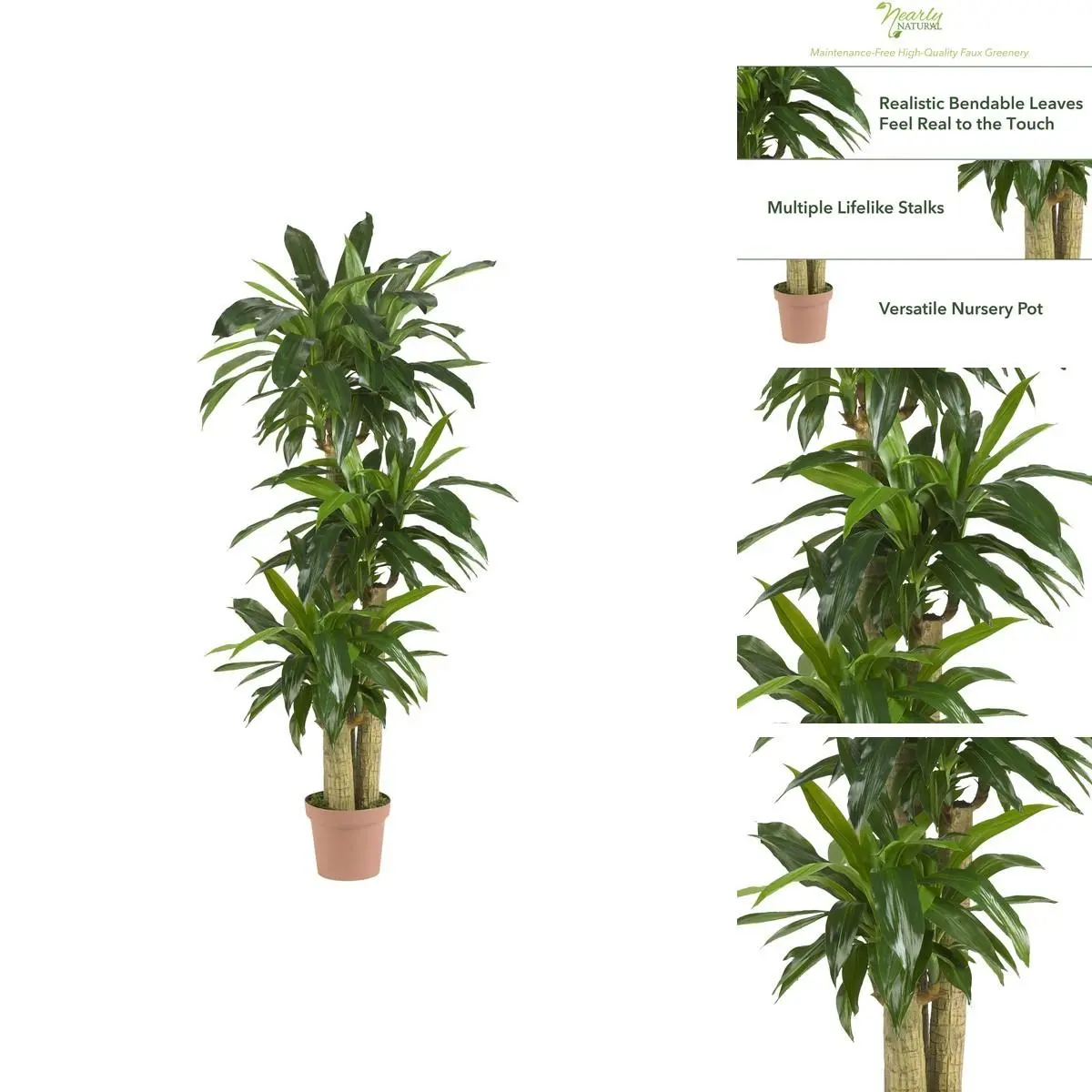 Nearly Natural 62IN Artificial Corn Stalk Dracaena Plant 6584