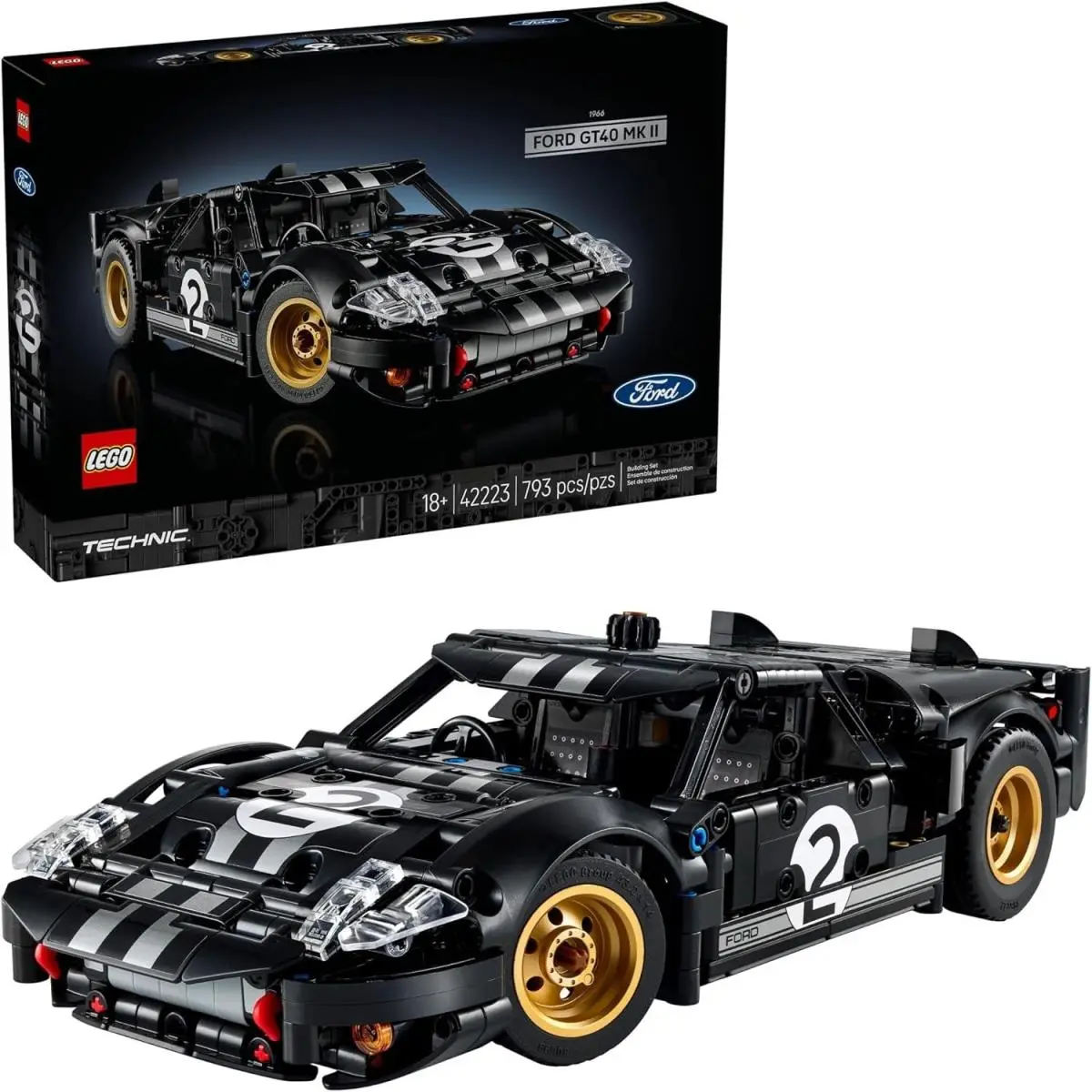 Technic 1966 Ford GT40 Mkii Race Car Model Kit - Collectible 793-Piece Set