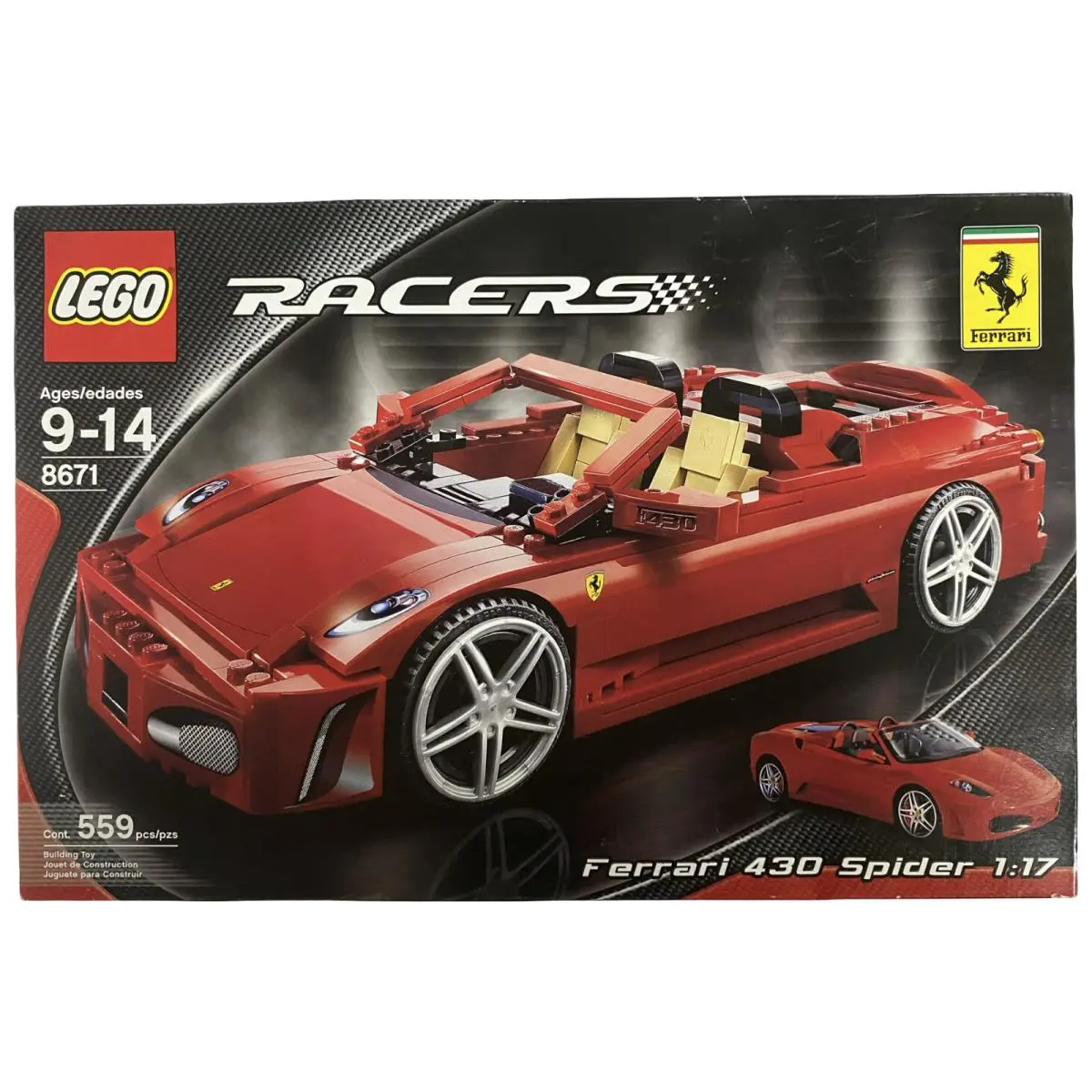 Lego Racers 8671 Ferrari 430 Spider Big 1:17 Scale w Box Creasing 2006