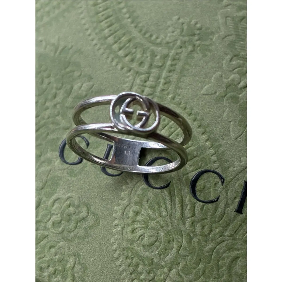Gucci Interlocking G Slim Open Band Ring 298036 in Silver Ag925 Box