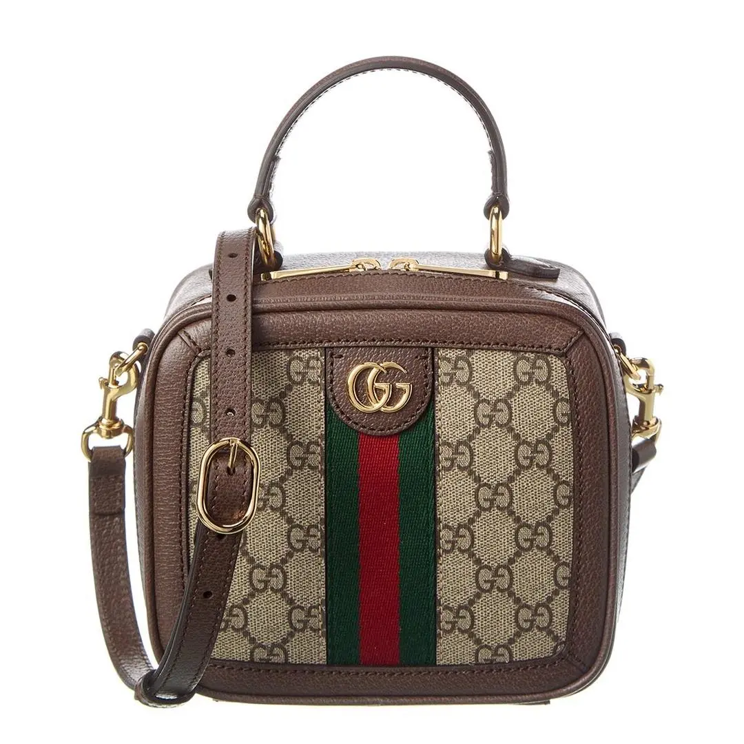 Ophidia Mini Gg Supreme Canvas Leather Top Handle Bag Women`s Beige by Gucci