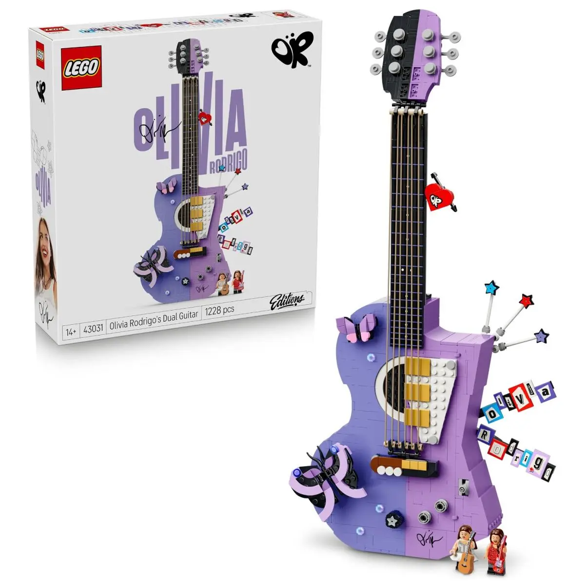 Lego Editions Olivia Rodrigo`s Dual Guitar - 3D Model Kit w/ 2 Minifigures Star