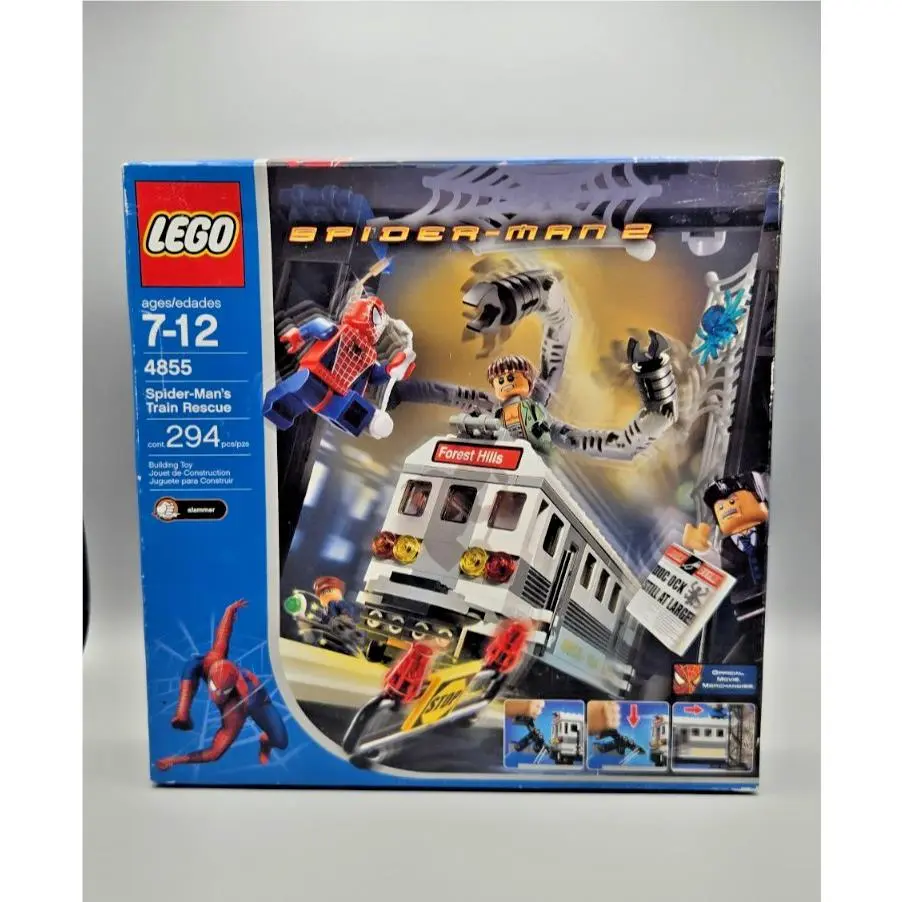 Lego 4855 Spider-man`s Train Rescue Set 2004 Retired Spider-man 2 294 Pcs